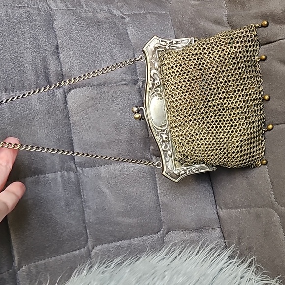 Antique 1900 Early metal mesh, Victorian, velvet embroidery, Art Deco - Picture 8 of 9